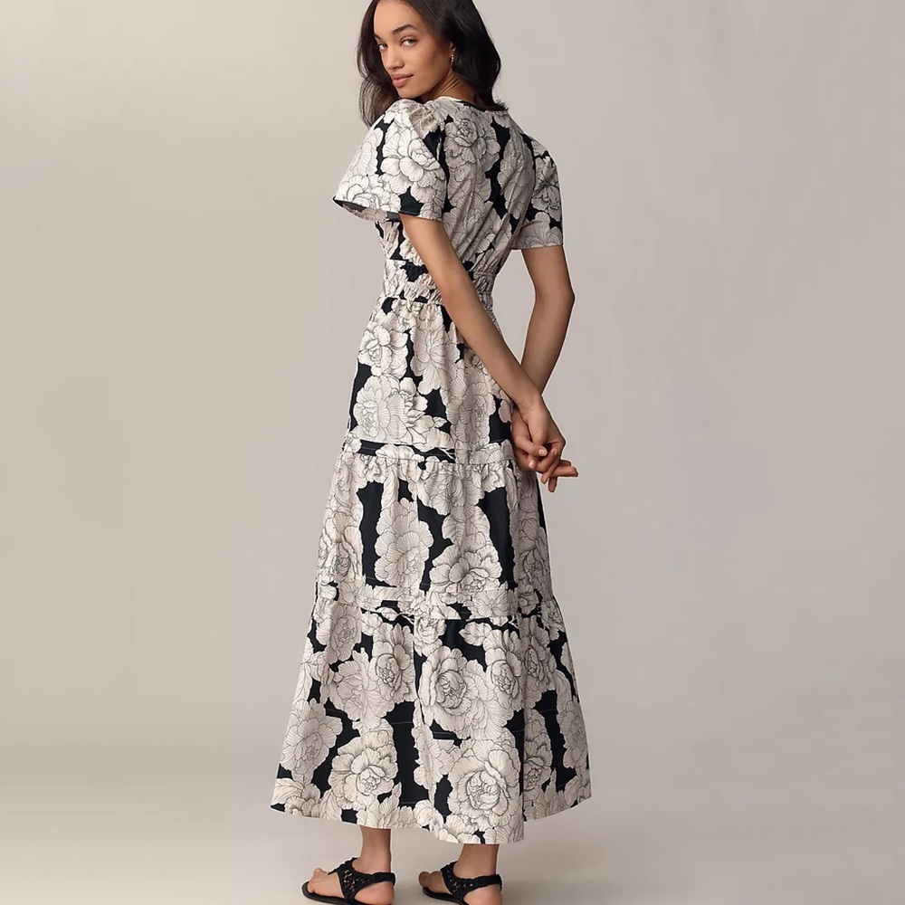 Anthropologie The Somerset Maxi Dress White Rose Floral Peony L Large - Picture 2 of 5